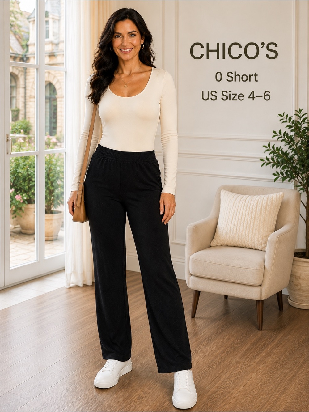 Chico’s 0 Short US 4-6 Black Pull On Soft Stretch Knit Pants